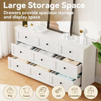 CHUWELL White Dresser for Bedroom, 59.1" Wide Dressers & Chests of Drawers with Large Capacity Storage,9 Drawers Dresser for Bedroom