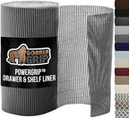 GORILLA GRIP powerGRIP Drawer Shelf and Cabinet Liner, Thick Strong Hold, Non-Adhesive Liners Protect Kitchen Cabinets and Cupboard, Bathroom Drawers, Easy Install, Breathable Mat, 12" x10', Gray