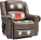 Recliner Chairs for Adults, Oversized Bedroom Chair with Massage, Sofa Chair Home Theater Seating with Lumbar Support, Lift Chair for Elderly, Nursery Chair for Living Room (Genuine Leather)