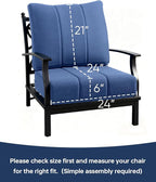 Luxury 24x24x6 Inch Kitty Outdoor Cushions for 5 Peice Patio Set - Set of 5 Outside Deep Seat Cushion for Porch Furniture Dining Rocking Glider Loveseat Sectional Sofa - Navy Blue