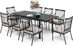 Sophia & William 9 Pieces Patio Dining Set for 8 People, Metal Outdoor Furniture Set with Expandable Patio Table and Chairs, Rust and Weather Resistant Conversation Bistro Set for Porch Yard Deck