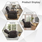 INZOY Leather Recliner Chair, Heavy Duty Manual Reclining Sofa Single Lounge Sofa for Living Room, Home Theater Seating, Dark Grey