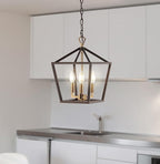 JONATHAN Y JYL7601D Pagoda 10" 3-Light Iron Classic Modern Lantern Bohemian, Cottage, Farmhouse, Rustic, Transitional LED Pendant, Oil Rubbed Bronze/Brass Gold