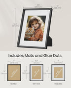 SONGMICS 11x14 Picture Frames Set of 3, Multi Photo Frame Set for Wall Gallery Decor with White Mats, Glass Front, Hanging or Tabletop Display, Black