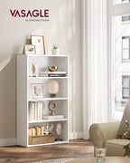 VASAGLE CUSTOS Collection - Bookshelf, 4-Tier Bookcase, Book Shelf, Open Storage Shelf, 9.4 x 23.6 x 42.4 Inches, for Living Room, Home Office, Dinning Room, Cloud White ULBC164T14