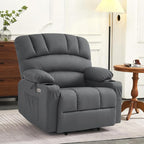 MCombo Power Lift Recliner Chair for Elderly, Lift Chair with Heat and Massage, Extra Wide Lift Recliner for Big People, Faux Leather R7096 (Medium-Wide, Grey)