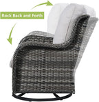 HUMMUH 6 Piece Patio Furniture Set PE Wicker Rattan 3-Seat Outdoor Sectional Sofa with Love Seats,Patio Swivel Chairs,Ottomans Conversation Sets for Garden, Poolside, Backyard