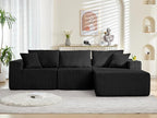 107" Cloud Sectional Couch, Modular Sectional Sofa with L-Shape Chaise, Corduroy Boneless Couch with Deep Seat, Upholstered Sofa for Living Room, No Assembly Required(Right-Facing Chaise, Black)