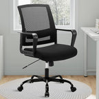 CLATINA Ergonomic Desk Chair, Mid Back Mesh Computer Chair with Lumbar Support and Armrest, Height Adjustable Swivel Chair for Home Office, Black (8PK)