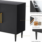Modern Storage Cabinet, Free Standing Buffet Cabinet, Black Sideboard and Buffet Storage, Wood Accent Furniture for Living Room, Hallway, Entryway, Dining Room, Bedroom (1, Black)