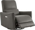 CHITA Power Recliner Chair Swivel Glider, FSC Certified Upholstered Faux Leather Living Room Nursery Reclining Sofa Chair with Lumbar Support, Charcoal