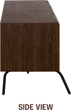 NTC Veil TV Stand with 3 Doors for TVs up to 60’’, Media Console with Vertical Groove Design and Metal Legs, Modern Entertainment Center for Living Room and Bedroom, Effortless Assembly, Dark Walnut