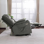 MCombo Large Power Lift Recliner Chair Sofa with Massage and Heat for Big and Tall Elderly People, 3 Positions, Cup Holders, and USB Ports, Fabric 7549 (Large, Grey)