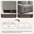 PARKOL 99" L-Shaped Sectional Couch with Storage, Sofa with Reversible Chaise, USB Type-C Charging, Chenille Fabric, Removable Cushion Covers, for Small Space, Apartment, Living Room, Light Gray