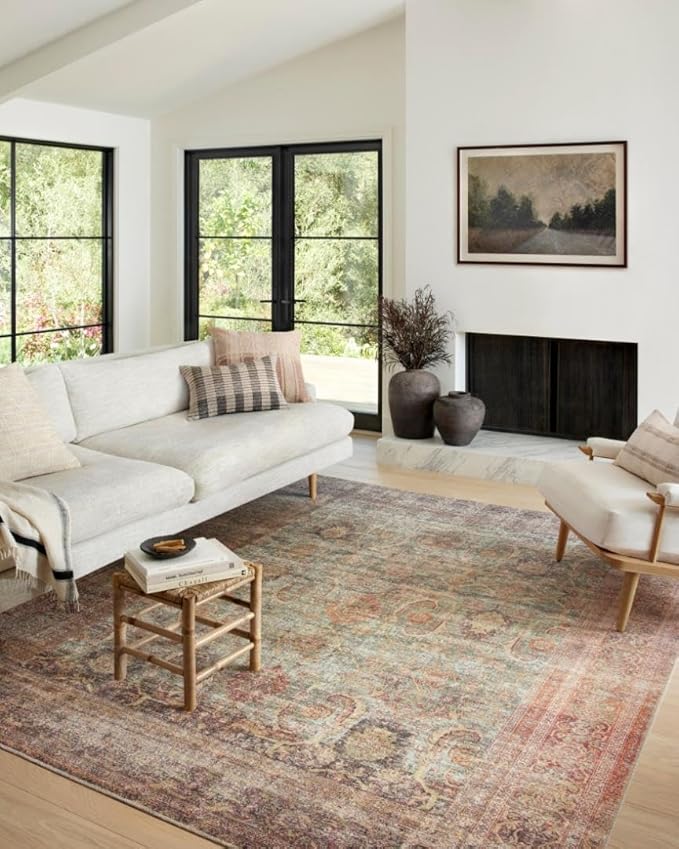 Loloi Amber Lewis Georgie Collection GER-03 Jade/Sunset 5'-0" x 7'-6", .19" Pile Height, Area Rug