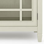 SIMPLIHOME Connaught Solid Wood 46 Inch Wide Traditional Low Storage Cabinet in Antique White, for The Living Room, Entryway and Family Room
