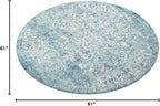 SAFAVIEH Evoke Collection Area Rug - 5'3" Round, Blue & Ivory, Distressed Design, Non-Shedding & Easy to Clean, Ideal for Living Room, Bedroom, Dining Space (EVK256C)