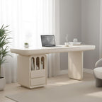 71 Inch White Writing Desk with Storage, Modern Computer Desk with 4 Drawers for Study, Wooden Executive Desk for Home Office