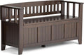 SIMPLIHOME Acadian Entryway Storage Bench - 48 inch Wide Solid Wood Hallway Seat in Brunette Brown, Transitional Bench for Entryway or Living Room with Lift-Up Lid and Spacious Storage