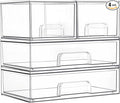 Vtopmart Stackable Storage Drawers Set of 4, Clear Plastic Organizer Bins for Bathroom Supplies,Ideal for Cabinet,Pantry,Laundry Room Organization