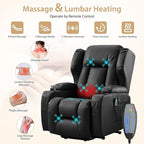 Power Lift Chair Recliner with Heat and Massage,Single Sofa Chair Recliner for Elderly,Electric Recliners Comfortable Lift Chairs for Living Room with Remote/Storage/Cup Holders/USB Port (Black)