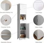 ChooChoo 67" Tall Bathroom Storage Cabinet, Narrow Bathroom Cabinet with 2 Doors and 1 Drawers, Freestanding Cupboard Floor Cabinet with Adjustable Shelves for Living Room, Kitchen, White