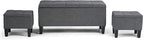 SIMPLIHOME Dover 44 inch Wide Contemporary Rectangle 3 Pc Storage Ottoman in Slate Grey Linen Look Fabric, Assembled, For the Living Room, Entryway and Family Room