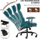 Home Office Desk Chair, PU Casters Ergonomic Computer Chair with Lumbar Support, Adjustable Height, 360°Rolling Swivel Chair, High Back Executive Task, Padded Armrests Chair, Green Leather
