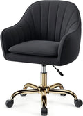 Comfy Home Office Desk Chairs Vanity Chair with Wheels Adjustable Modern Velvet Makeup Vanity Chairs for Bedroom Living Room（Black）