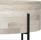SIMPLIHOME Rayburn Drum Coffee Table - 38 inch Wide Solid Mango Wood Round Living Room Table in White Wash, Modern Urban Center Table for Family Room with Black Metal Legs and Large Surface