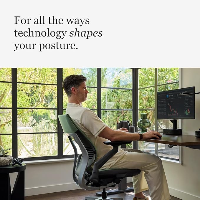 Steelcase Gesture Office Chair - Ergonomic Work Chair with Wheels for Carpet - Comfortable - Intuitive-to-Adjust for Desk - 360-Degree Arms - Blue Jay Fabric