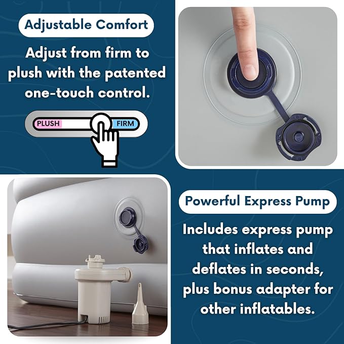 Beautyrest Skyrise Full Size Air Mattress with Coil Beam Construction, Edge Support with External Pump and Puncture Resistant Vinyl for Guests and Camping