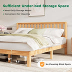 DELAVIN King Size Bed Frame with Farmhouse Headboard, Solid Wood Platform Bed with Storage, Malaysian Oak King Bedframe, Wood Slats Support, No Box Spring Needed, Rustic Pine