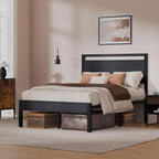 Z-hom Upgraded Full Size Bed Frame, Heavy Duty Metal Sturdy Full Bed Frame with Modern Wood Headboard & Footboard, Stable Platform Bed Furniture Bed Storage, No Noise, No Box Springs, Black