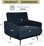 Oversized Accent Chair for Living Room Chairs Reading Arm Chair Comfy Modern Single Sofa Side Chairs with Metal Legs & Soft Cushion for Bedroom, Waiting Room (Velvet Navy Blue, Set of 1)