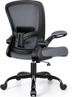 FelixKing Office Chair, Ergonomic Desk Chair Breathable Mesh Chairs Adjustable High Back Lumbar Support Flip-up Armrests, Executive Rolling Swivel Comfy Computer Chairs Home Office Dark Gray