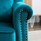 Accent Reading Arm Chairs Midcentury Modern Comfy Corner Sofa Chair, Wingback Waiting Room Club Chair with Tufted Back for Living Room/Bedroom/Reception Room, Velvet Teal