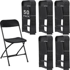 50 Pack Black Plastic Folding Chairs, Portable Stackable Commercial Party Folding Chairs with Steel Frame 350lbs for Home Office Outdoor Indoor Office Wedding Party Events