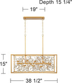 Possini Euro Design Carrine Gold Linear Island Pendant Chandelier 38 1/2" Wide Modern Clear Crystal Accents 8-Light Fixture for Dining Room House Foyer Kitchen Entryway Bedroom Living High Ceilings
