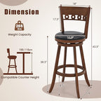 COSTWAY Bar Stools Set of 2, 30.5” Bar Height Bar stools with Solid Wood Legs, Cushioned Seat, Footrest, for Home, Kitchen Island, Bar (2, 30.5'' Seat Height)