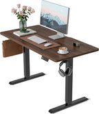 CubiCubi 48 x 24 Inches Electric Standing Desk, Height Adjustable Sit to Stand Desk, Home Office Table with Splice Board(Black Walnut)