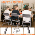 Commercial Grade Folding Chair with Padded Fabric Cushion（16"X16" |Double-hinged Legs Luxury Style|4.5kg Capacity Max Weight 150Kg for Home and Office,Indoor and Outdoor Events (4, Fabric-Beige)