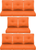 8-Piece Outdoor Patio Cushion Set - Fade & Water Resistant with Removable Olefin Cover, 22x24x4 Inch Memory Foam Cushions for Wicker Sectional Sofa – Orange/Buckle