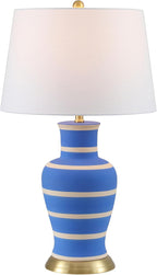 JONATHAN Y JYL4026L Julian 29" Traditional Classic Ceramic Urn LED Table Lamp for Bedroom, Living Room, Office, College, Book Case, Nightstands and Coffee Table, Blue/Beige