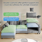 Cloud Couch, Modular Sectional Sofa with Ottoman, Charging Station, Throw Pillows, Cup Holders, Modern Convertible L Shaped Couches for Living Room, Bedroom (Grey, 116"- L Shape)
