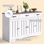 Gizoon Sideboard Buffet Cabinet with Storage, Modern Kitchen Sideboard and Coffee Bar with Drawers and Doors, Wood Buffet Table for Dining Room, 15.2" D x 55.1" W x 31.9" H, White/Grey