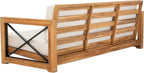 SAFAVIEH CPT1010A Couture Curacao Brazilian Teak Outdoor 3-Seat Patio Sofa, Natural/White