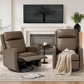 COLAMY Recliner Chair Set of 2, PU Leather 360° Swivel Rocker Recliner, Nursery Glider Recliner with Ergonomic High Backrest and Upholstered Deep Seat for Living Room, Bedroom, Color Gray