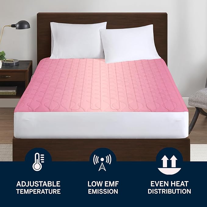 Serta Heated Mattress Pad Twin Size - Electric Mattress Pad, 10 Heat Setting Controller, Auto Shut Off Timer, Deep Elastic Pocket, Up to 17", ETL Certified, Machine Wash, White (Pack of 2)