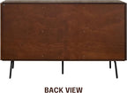NTC MOSSIC Sideboard with 2 Doors and 3 Drawers, Buffet Cabinet with Natural Rattan and Metal Legs, Modern Storage Cabinet for Living Room, and Hallway, Effortless Assembly - Dark Walnut